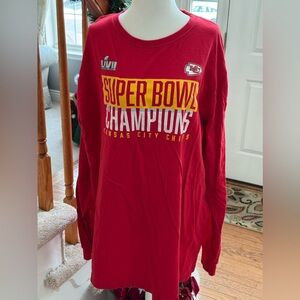 Fanatics KC Chiefs Super Bowl Champions Red Cotton Long Sleeve Shirt - XLT
